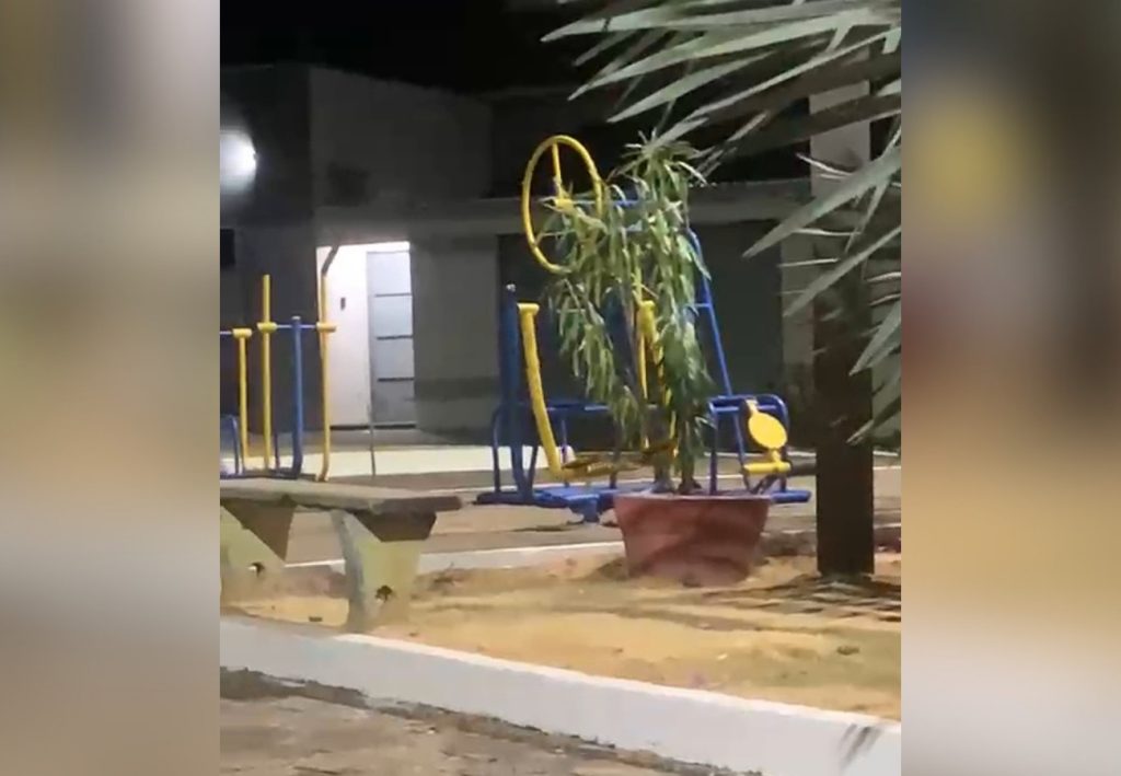 Equipamento de academia se move sozinho em praça do TO e intriga internautas; VÍDEO